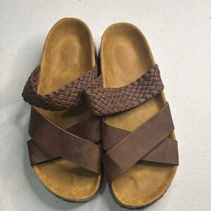 Brown Woven Strap Women's Sandals Size 6.5